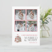 Getrouwd & vrolijk Nieuw Chapter Candy Cane Foto Feestdagenkaart (Staand voorkant)