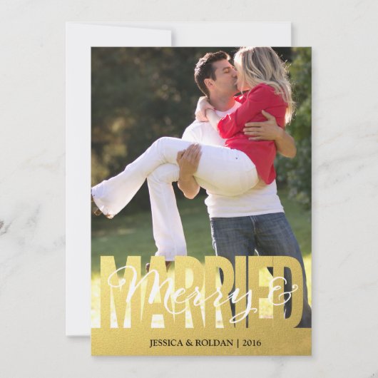 Getrouwd & Vrolijk Papieren Fotokaart Feestdagenkaart (Voorkant)