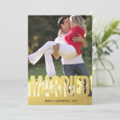 Getrouwd & Vrolijk Papieren Fotokaart Feestdagenkaart (Staand voorkant)