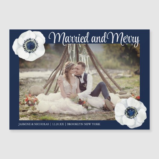 Getrouwd & Vrolijk Pas getrouwd Foto Chique Magnet (Voorkant)