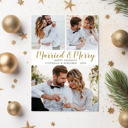 Getrouwd & Vrolijk Pas getrouwd Fotocollage Kerst Feestdagenkaart