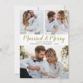 Getrouwd & Vrolijk Pas getrouwd Fotocollage Kerst Feestdagenkaart (Voorkant)