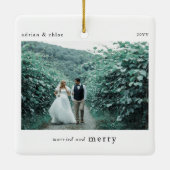 Getrouwd & vrolijk Passen getrouwd Foto Keepsake Keramisch Ornament (Achterkant)