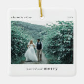 Getrouwd & vrolijk Passen getrouwd Foto Keepsake Keramisch Ornament (Voorkant)