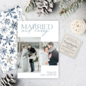 Getrouwd & Vrolijk Rustiek Blauw Pas getrouwd Foto Feestdagenkaart