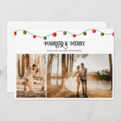 Getrouwd & Vrolijk Script Kerstmis Eenvoudige Foto Feestdagenkaart (Voorkant / Achterkant)