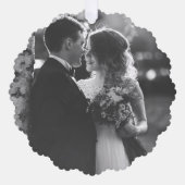 Getrouwd & Vrolijk Script Red Plaid Foto Kerstmis Ornament Kaart (Voorkant)