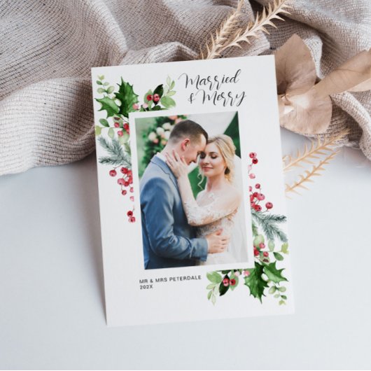 Getrouwd & Vrolijk vakantie bruiloft aankondiging