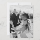 Getrouwd & vrolijk Zwart & Wit Kerstfoto Feestdagenkaart (Voorkant)