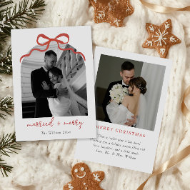 Getrouwd & Vrolijke Boog Boog Foto Kerstmis Feestdagenkaart