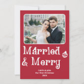 Getrouwd Vrolijke Pas getrouwd 1e Kerstmis Foto Ro Feestdagenkaart (Voorkant)