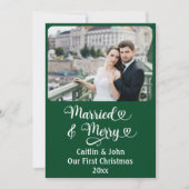 Getrouwd Vrolijke Passen getrouwd 1e Kerstmis Cust Feestdagenkaart (Voorkant)