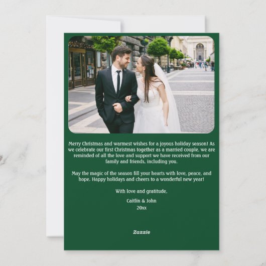 Getrouwd Vrolijke Passen getrouwd 1e Kerstmis Cust Feestdagenkaart (Achterkant)