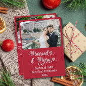 Getrouwd Vrolijke Passen getrouwd 1e Kerstmis Cust Feestdagenkaart