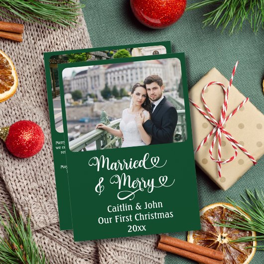 Getrouwd Vrolijke Passen getrouwd 1e Kerstmis Cust Feestdagenkaart