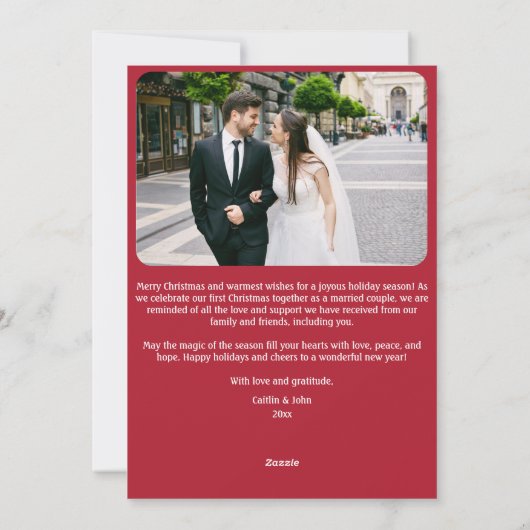 Getrouwd Vrolijke Passen getrouwd 1e Kerstmis Cust Feestdagenkaart (Achterkant)