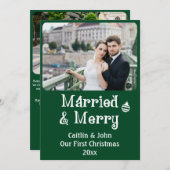 Getrouwd Vrolijke Passen getrouwd 1e Kerstmis Cust Feestdagenkaart (Voorkant / Achterkant)