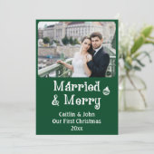 Getrouwd Vrolijke Passen getrouwd 1e Kerstmis Cust Feestdagenkaart (Staand voorkant)
