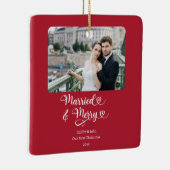 Getrouwd Vrolijke Passen getrouwd 1e Kerstmis Foto Keramisch Ornament (Rechts)