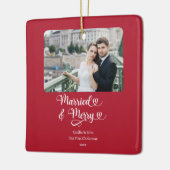 Getrouwd Vrolijke Passen getrouwd 1e Kerstmis Foto Keramisch Ornament (Links)