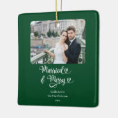 Getrouwd Vrolijke Passen getrouwd 1e Kerstmis Foto Keramisch Ornament (Links)