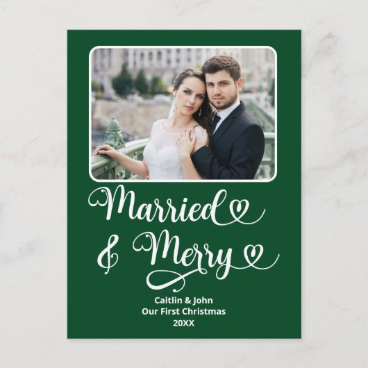 Getrouwd Vrolijke Passen getrouwd 1e Kerstmis Groe Feestdagenkaart (Voorkant)