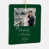 Getrouwd Vrolijke Passen getrouwd 1e Kerstmis Groe Keramisch Ornament (Rechts)