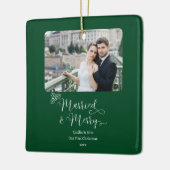 Getrouwd Vrolijke Passen getrouwd 1e Kerstmis Groe Keramisch Ornament (Links)