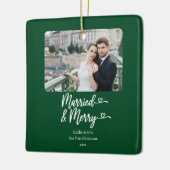 Getrouwd Vrolijke Passen getrouwd 1e Kerstmis Groe Keramisch Ornament (Links)