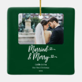 Getrouwd Vrolijke Passen getrouwd 1e Kerstmis Groe Keramisch Ornament (Achterkant)