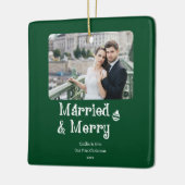 Getrouwd Vrolijke Passen getrouwd 1e Kerstmis Groe Keramisch Ornament (Links)