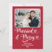 Getrouwd Vrolijke Passen getrouwd 1e Kerstmis Rode Feestdagenkaart (Voorkant)