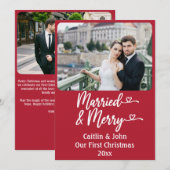 Getrouwd Vrolijke Passen getrouwd Custom Rood Eers Feestdagenkaart (Voorkant / Achterkant)