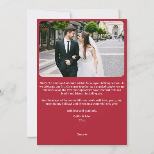 Getrouwd Vrolijke Passen getrouwd Custom Rood Eers Feestdagenkaart (Achterkant)