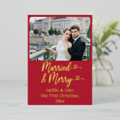 Getrouwd Vrolijke Passen getrouwd Custom Rood Eers Folie Feestdagenkaart (Staand Voorkant)