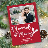 Getrouwd Vrolijke Passen getrouwd Eerste Kerstmis  Feestdagenkaart