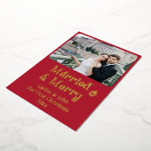 Getrouwd Vrolijke Passen getrouwd Eerste Kerstmis  Folie Feestdagenkaart (Gedraaid)