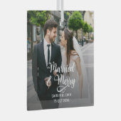 Getrouwd Vrolijke Passen getrouwd Eerste Kerstmis  Glas Ornament (Voorkant Rechts)