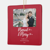 Getrouwd Vrolijke Passen getrouwd Eerste Kerstmis  Keramisch Ornament (Links)