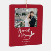 Getrouwd Vrolijke Passen getrouwd Eerste Kerstmis  Keramisch Ornament (Rechts)