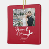 Getrouwd Vrolijke Passen getrouwd Eerste Kerstmis  Keramisch Ornament (Links)