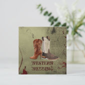 getrouwd westerse cowboylaarzen bruiloft kaart (Staand voorkant)