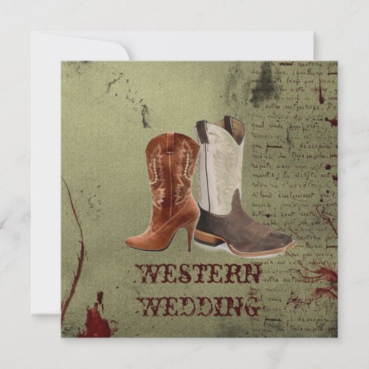 getrouwd westerse cowboylaarzen bruiloft kaart (Voorkant)