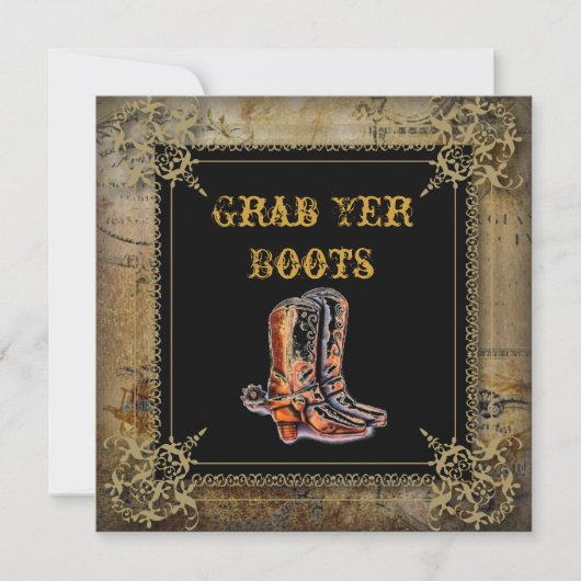 getrouwd westerse cowboylaarzen bruiloft kaart (Voorkant)