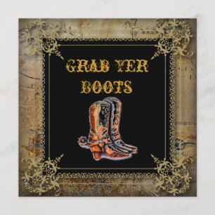getrouwd westerse cowboylaarzen bruiloft kaart