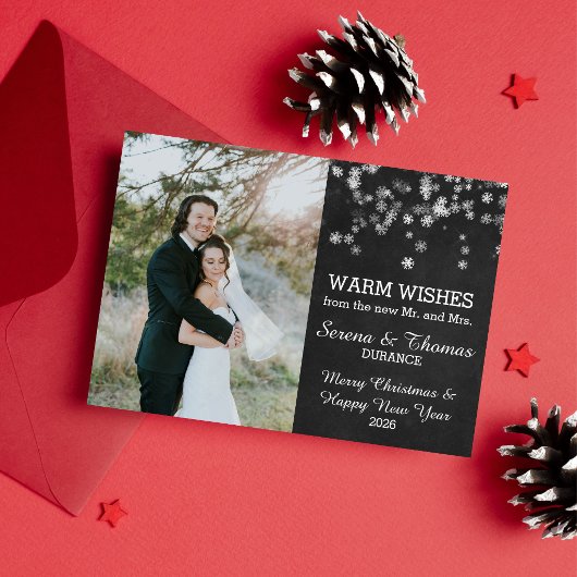 Getrouwd Winter Sneeuw Vakantie Kerstmis Foto Feestdagenkaart
