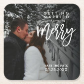 Getrouwd worden Modern Rustic Save The Date Kartonnen Onderzetters (Voorkant)