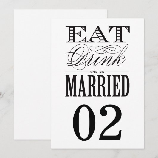 Getrouwd zijn | Tafel Nummers Kaart (Voorkant / Achterkant)