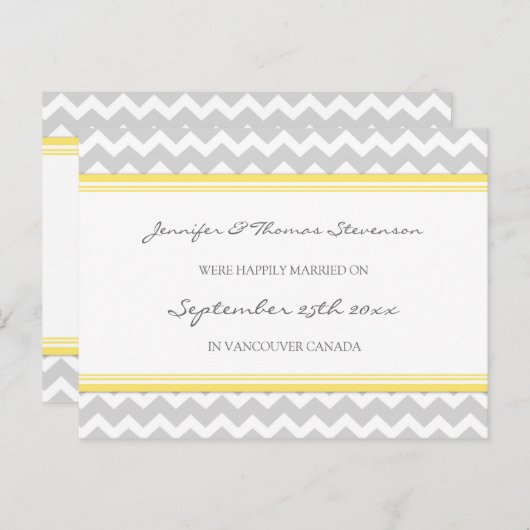 Getrouwde aankondiging Briefkaarten Grey Chevron (Voorkant / Achterkant)