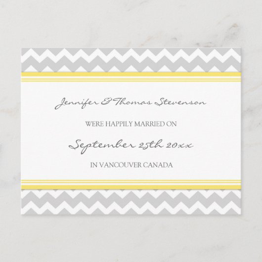 Getrouwde aankondiging Briefkaarten Grey Chevron (Voorkant)